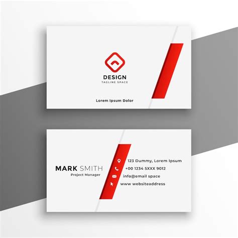 White and red business card elegant design | Free Vector