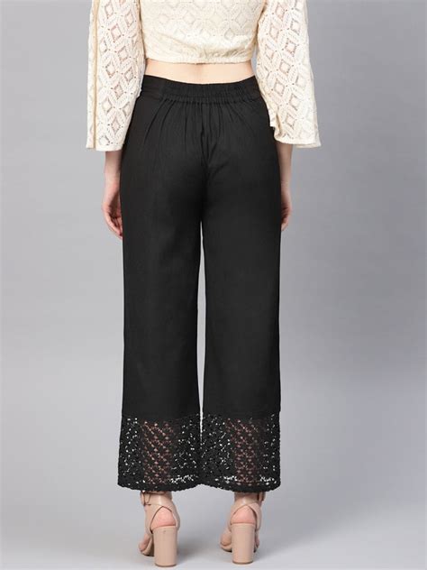 Juniper Black Cotton Flex Embellished Hakoba Pants – Fashionous