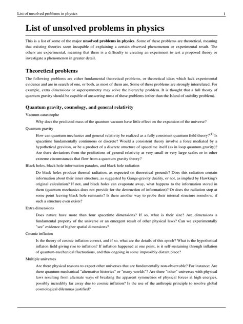 Image result for Unsolved Physics Problems