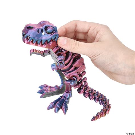10 1/4" x 4 1/2" 3D-Printed Articulated Plastic Fossil Dinosaur T-Rex Toy