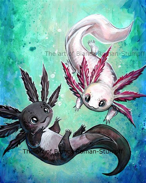 A Little Axolotl Print from Art of Bianca RS | Cute animal drawings ...