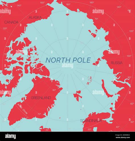 North Pole detailed editable map with regions geographic sites. Vector ...