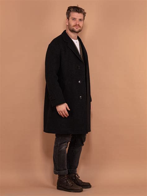 Online Vintage Store | 60's Men Heavy Wool Coat in Black | Northern ...