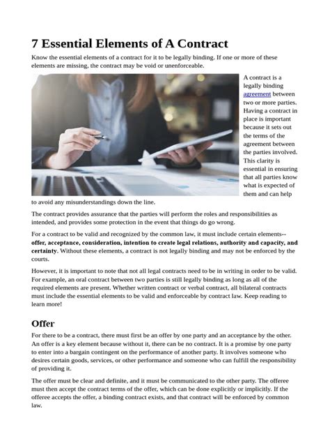 Image result for Contract Elements