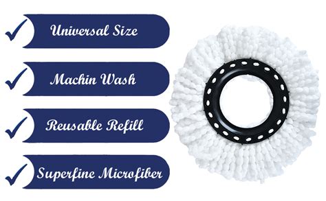 BRYGGER Microfiber Spin Mop Head Replacement Refill for Floor Cleaning ...