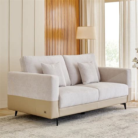 Buy Andes NXT Fabric 3-Seater Sofa with Cushions - Beige from Home ...