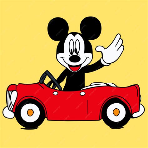 Mickey mouse driving car vector illustration cartoon | Premium AI ...