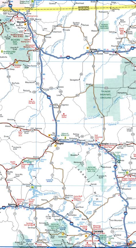 Map interstate highway I-25 New Mexico, Colorado, Wyoming with ...