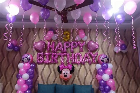 Minnie Mouse Theme Decoration for Girls Birthday Party at Home