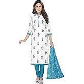 Miraan Women's Cotton Unstitched Dress Material (White, Free Size ...