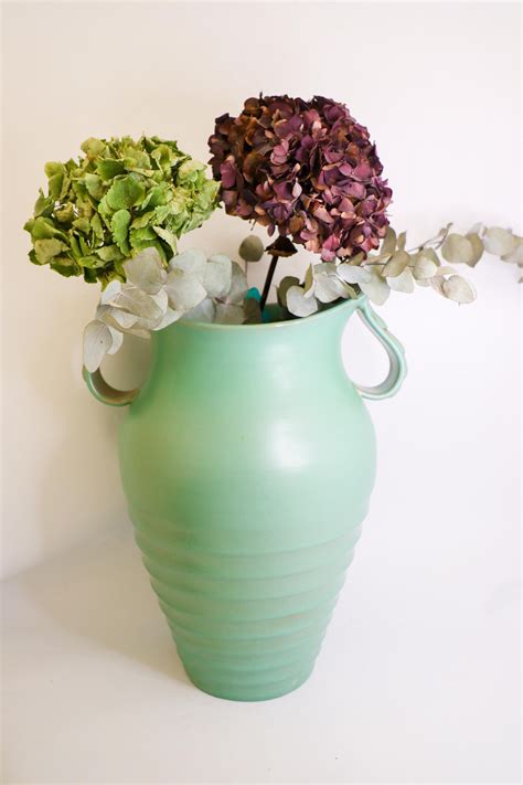 Ewald Dahlskog, Large Green Art Deco Floor Vase, Bo Fajans, Sweden ...