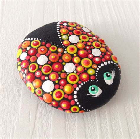 Set of 2 Red Lucky Ladybugs on a Stone, Dotart Painted Ladybug, Painted ...
