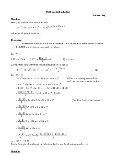 Give an Example of Mathematical Induction Problem and Its Solution Discrete Math 的图像结果