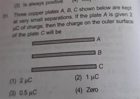 31. Three copper plates A, B, C shown below are keptat very small ...