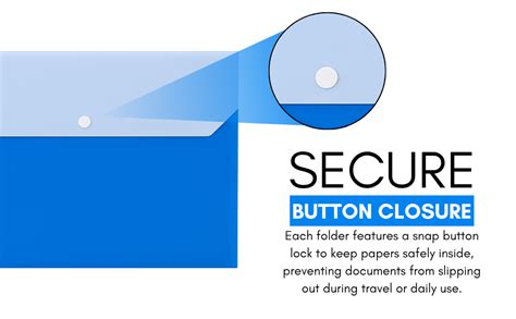 A4 File Folder with Button Closure (Set of 5) – Waterproof Plastic ...