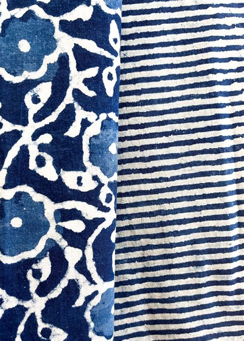 Floral Indigo Suit Set with Striped Indigo Bottom and Georgette Dupatt ...