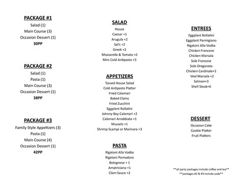 Parties — Sal D's Restaurant