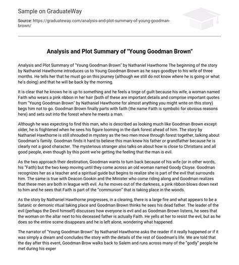 ⇉Analysis and Plot Summary of "Young Goodman Brown" Essay Example | GraduateWay
