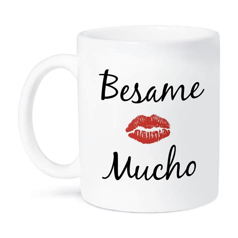 3dRose, besame mucho kiss me in Spanish picture of red lips on white ...