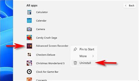 Uninstallation Process of Advanced Screen Recorder