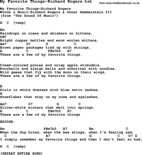 Jazz Song - My Favorite Things-Richard Rogers with Chords, Tabs and ...