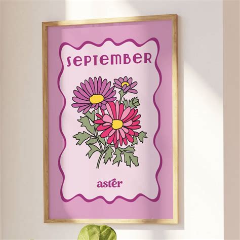 September Birth Month Flower Print Aster By Lovette Design