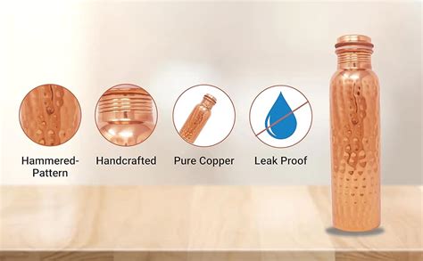 CopperKing 100% Pure Copper Water Bottle 1 Litre Hammered Design | Leak ...