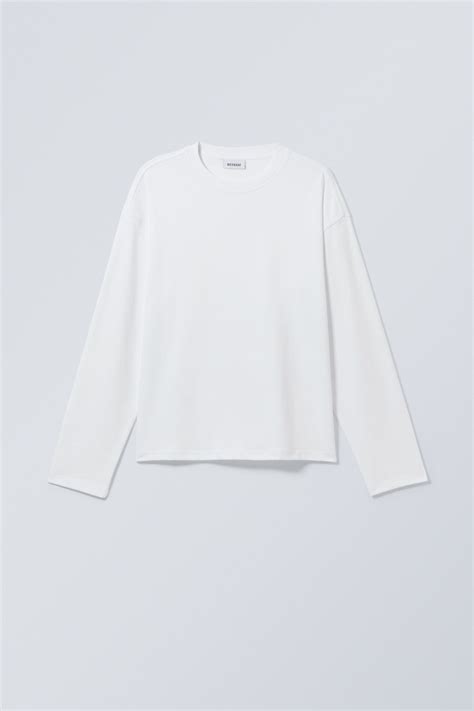great boxy long sleeve t-shirt - White | Weekday CH