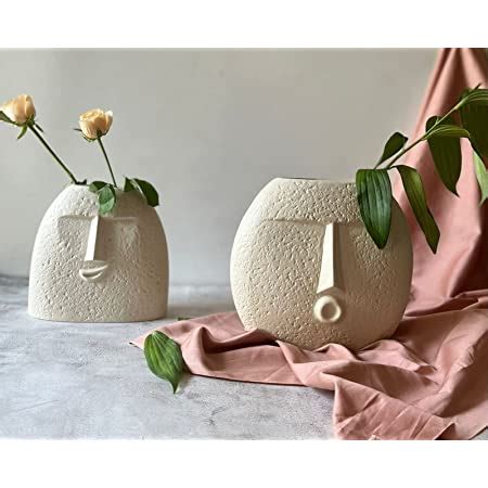 Buy Glimpse Homes Ceramic Flower Vase | Set of 2 | Zen Face Vase 7 ...