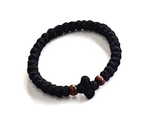 Christian Wrist 33-Knot Prayer Rope 100% Organic Wool (Black), Medium ...