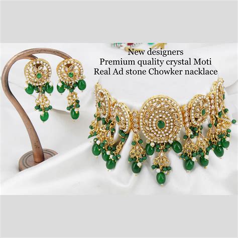 Pooja Bangles Gold Plated Ad Stone & Pearl Necklace Set – JewelEMarket