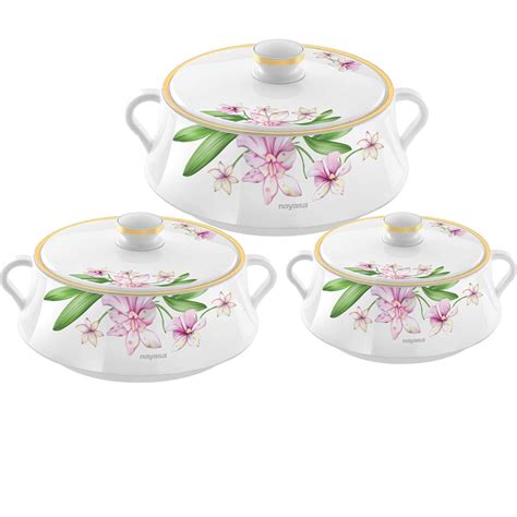 Buy Nayasa Plastic Casserole - 1000ml, 1500ml, 2000ml, Set of 3, Pink ...