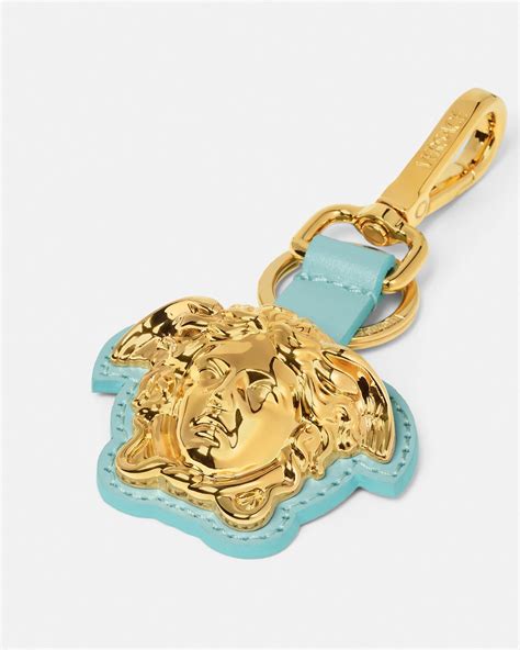 Porte-clés en cuir La Medusa Bleu,Jaune | VERSACE FR