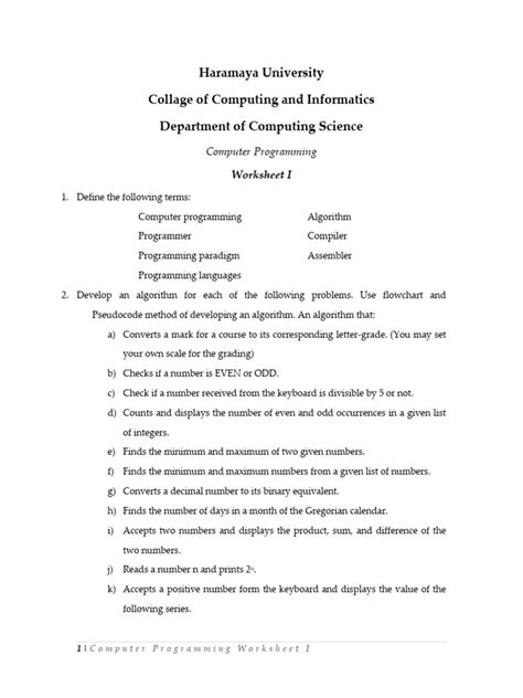 Image result for Algorithmic Thinking Worksheet for Beginners
