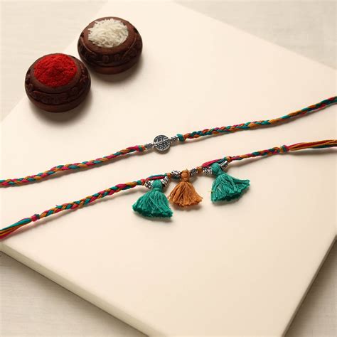 Handmade German Silver Rakhi & Lumba Set – iTokri आई.टोकरी