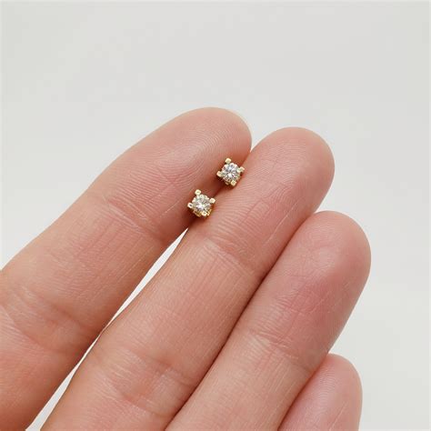 Top tiny diamond stud earrings yellow gold Cheap Sale