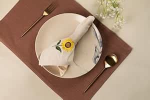 Buy Glimpse Homes Embroidered Cotton Slub Table Napkins and Placemats ...