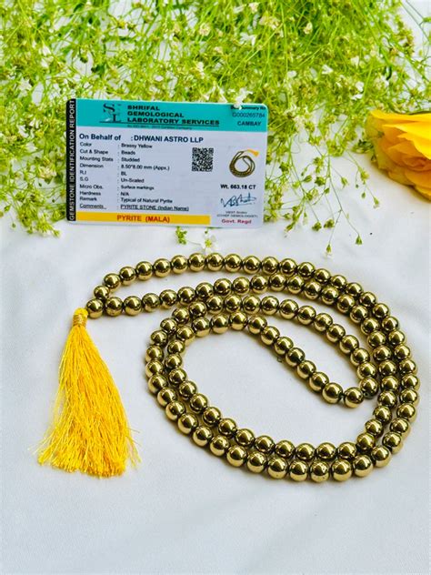 Golden Pyrite Jap Mala (8mm Beads)
