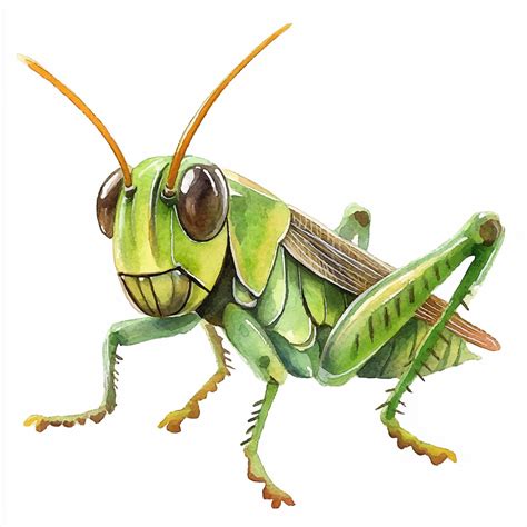 Cute Grasshopper watercolor clipart illustration isolated | Premium AI ...
