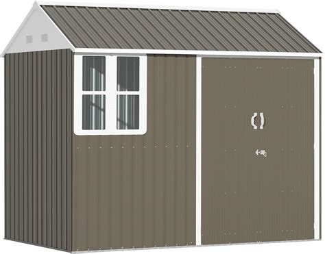 Amazon.com : Outsunny 8' x 6' Outdoor Storage Shed, Metal Garden Shed with Window & Double ...