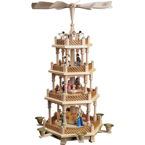 German Christmas Pyramid Nativity Scene, 3-Tier, Height 54 cm / 21 inch ...