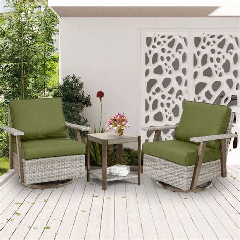 FYRICKYLINOO 3 Pieces Oversized Outdoor 360° Swivel Rocker Patio Chairs ...