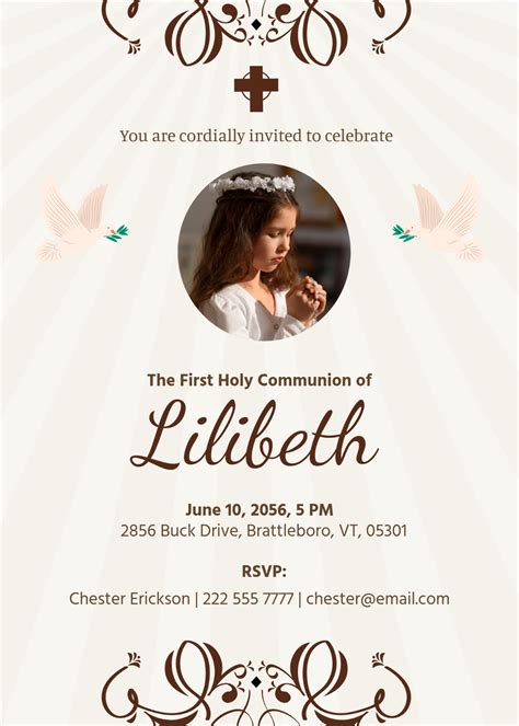 Free First Communion Invitation Templates, Editable and Printable