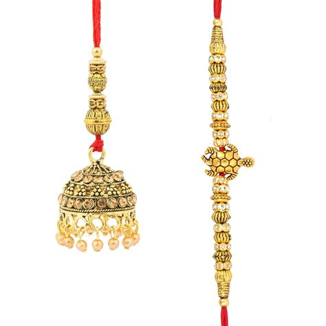 Buy ARMONA CREATIONS Set of Lumba and Good Luck Tortoise Rakhi for ...