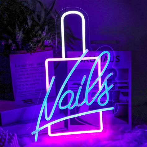 Nails Neon Sign LED Neon Light Signs Nail Polish Light Up Signs for Wa ...