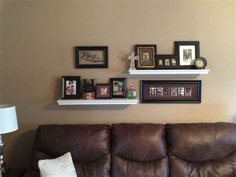 Floating shelves above the couch. | Shelves above couch, Floating ...