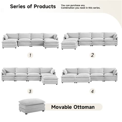 JEAREY Sectional sofa 148-in Modern Gray 6+-seater Sectional JE-DXRZJSF ...