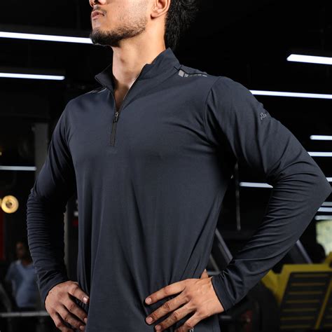 Quarter Zip Solid Full Sleeve T-Shirt (Cotton Feel) Navy – Grow Athleisure