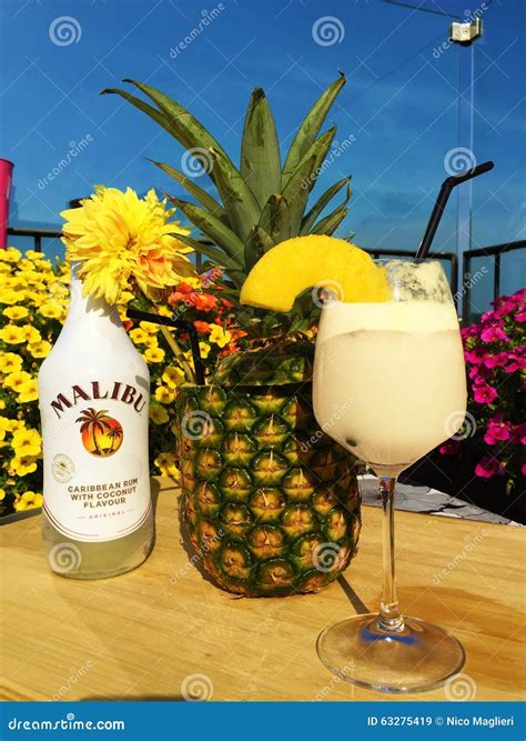 A Good Malibu Cocktail with Pineapple Editorial Stock Image - Image of ...