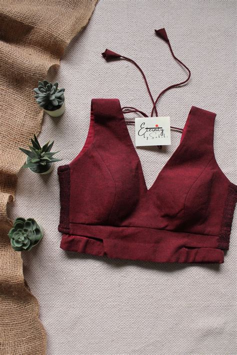 Maroon Cutout Stretchable Blouse – Eternity by Sakshi